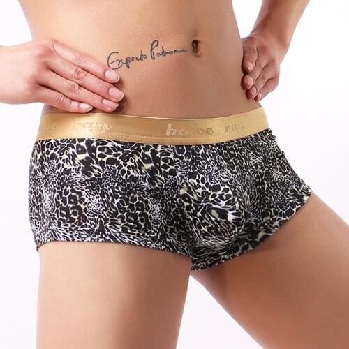 Sexy Leopard Boxers Mens Underwear Breathable Tiger Animal Boxers Underpants Boxer Shorts Men Trunks