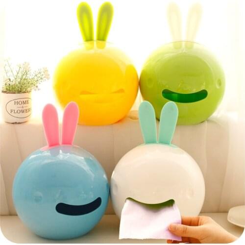 Creative fashion car home paper pumping box roll plastic tissue box rabbit paper towel tube holder door table napkins cover