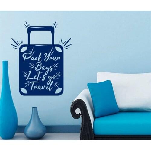 Wall Decal Pack Your Bag Lets Go Travel Luggage Baggage World Attraction Vinyl Sticker Office Home Decor wall Decals HY1539