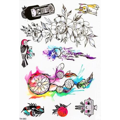1 Sheet Waterproof Temporary Tattoo Sticker for Beauty Body Makeup Art Women Rose Flower Water Transfer Decal Tattoo