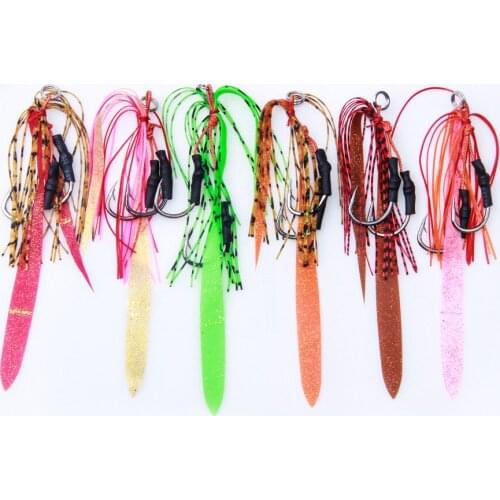 10 pcs/lot High Carbon Steel Double Rubber Jig Fishing Hooks Saltwater Assist Rubber Jig Hooks For Sea Fishing