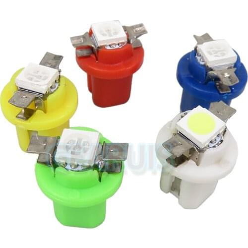 100pcs 24V Truck T5 B8.5 1 SMD B8.5D LED Wedge Instrument Cluster Panel Speedometer Lamp Bulb Gauge Dash Light White Red blue