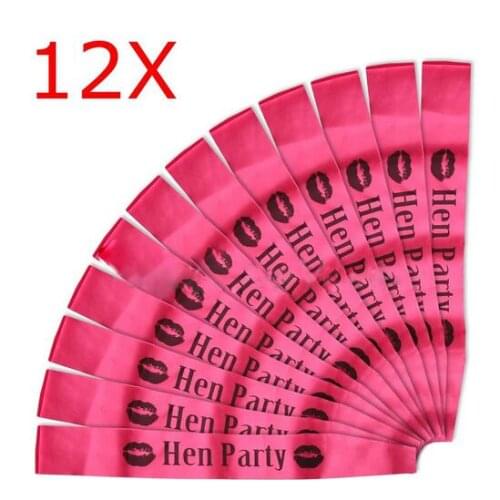 12 pcs BRIGHT PINK HEN PARTY SASH SASHES GIRLS DO NIGHT OUT ACCESSORIES WEDDING BRIDE