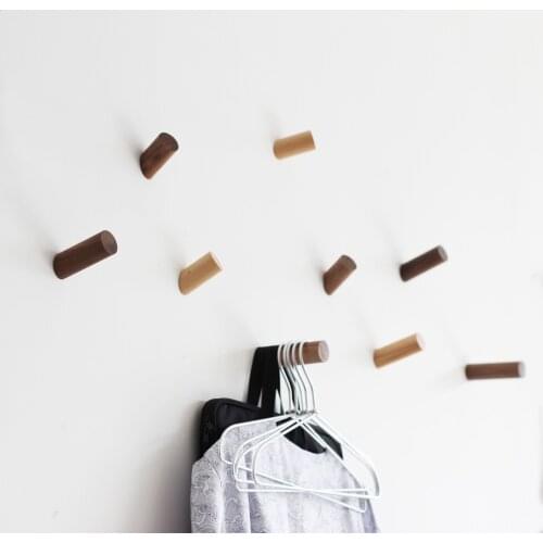 2pcs Simple Style Natural Wood Clothes Hooks Eco-Friendly Wooden Hat-and-Coat Hooks Screw Included Umbrella Sundries Hanger