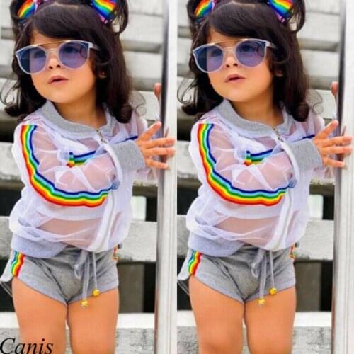 Toddler Kids Baby Girl Coat+Vest+Pants Outfit 3Pcs UV Sunsuit Clothes Summer Set Fashionable Cotton