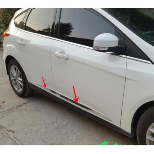Fit 2012 2013 2014 2015 2016 2017 for Ford Focus Mk3 Chrome Door Side Body Molding Line Garnish Cover Trim Strip Protector 4pcs
