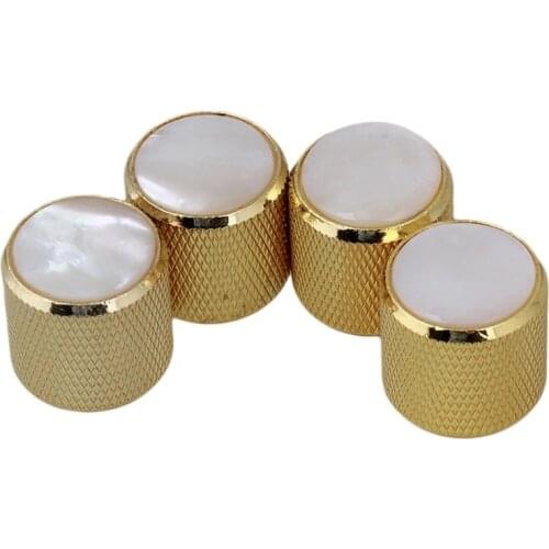 4pcs Golden Cylinder Guitar/Bass Tone Tunning Knobs Shell Top Dome metal Knob