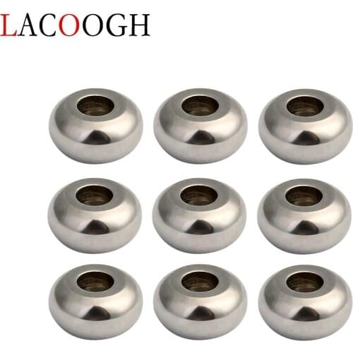 50pcs/lot Stainless Steel Round Metal Loose Spacer Beads 6mm fit 2mm Rope Chains Bracelet Necklace DIY Jewelry Making