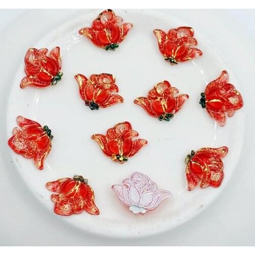 80pcs fire red rose flat back DIY decorative accessories scrapbook embellishments A variety of colors are available