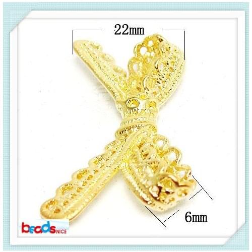 Beadsnice handmade jewelry brass pendant bowknot in stock item Matte Gold Plated ribbon pendant ID25086