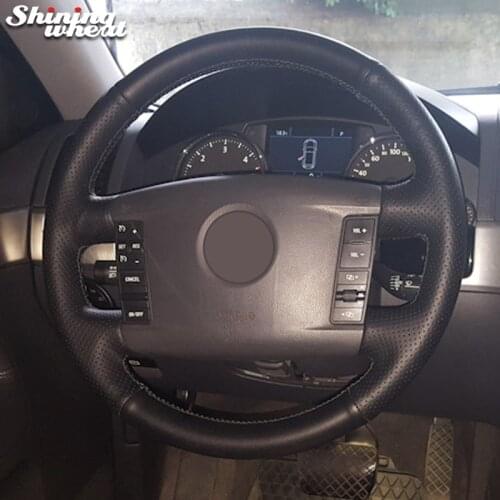 Shining wheat Black Genuine Leather Car Steering Wheel Cover for Volkswagen VW Phaeton 2004-2009