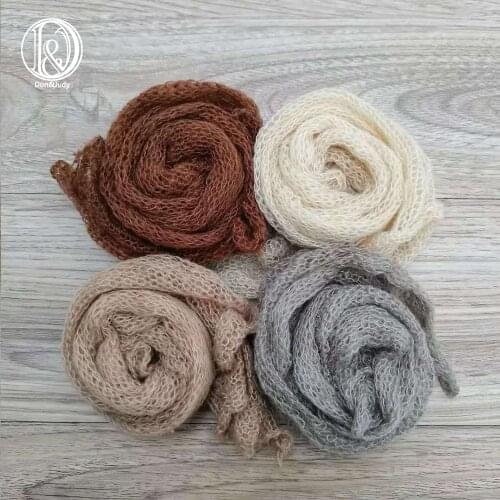 Don&Judy 4pcs Pack Stretch Knit Mohair Soft Infant Wraps Set Baby Photography Props Blanket Wrap Photo Shoot Backdrop