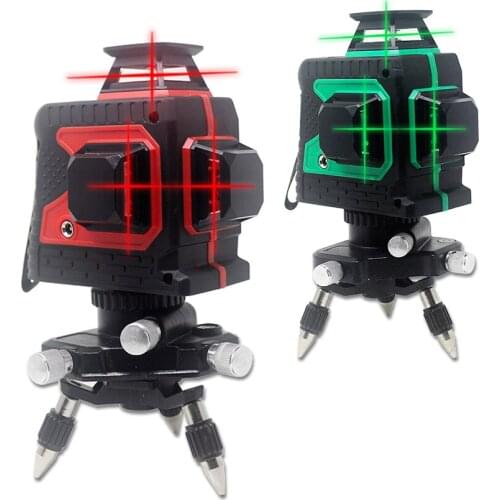 Red Green 12 Lines 3D Laser Level 360 Degree Cross Line Level Measuring Instruments for Construction Tools With Tripod