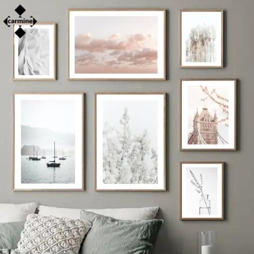 London Tower Wall Art Canvas Painting Bridge Reed Flowers Posters and Prints Nordic Wall Art Printing Pictures for Bedroom Decor
