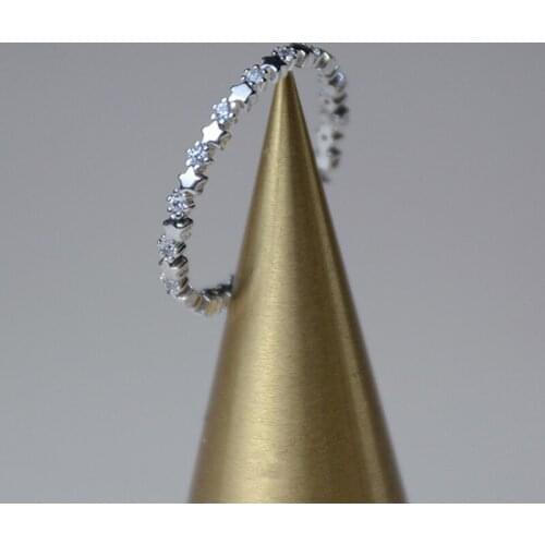 Cute Super Thin Silver Plated Zircon Star Rings Wedding Engagement Party Gifts For Women Lady Girl Lovers Rings Fine Jewelry