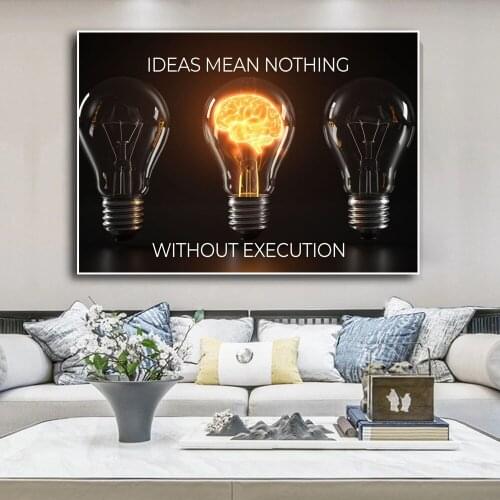 Motivational Canvas Painting Abstract Bright Light Bulb Wall Art Posters Prints Wall Picture for Living Room Home Cuadros Decor