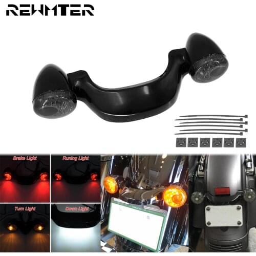 Motorcycle Gloss Black LED Turn Signal Bar Light Lamp Smoke Lens Taillight For Harley Touring 10-19 Road King FLHR Street Glide