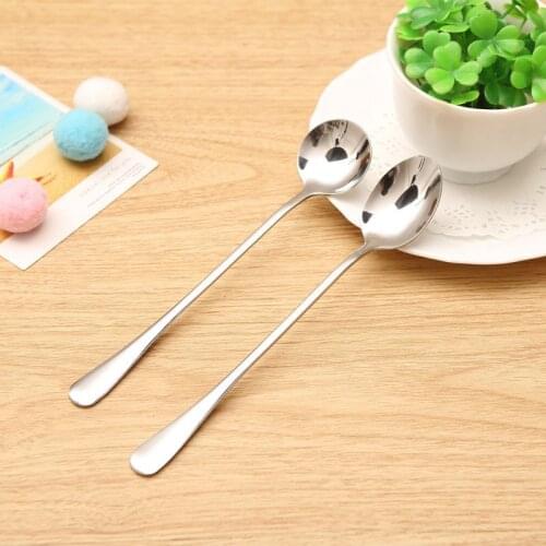 2pcs/set Stainless steel dinnerware set spoon long handle tea Dessert coffee ice cream spoons Metal Kitchen accessories Bar tool