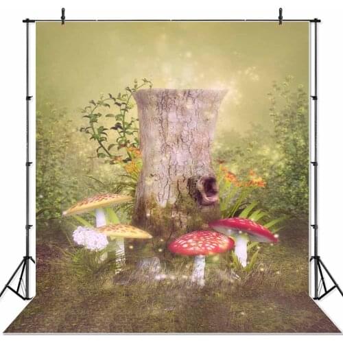NeoBack Forest Fairy Mushroom Children Kids Photography Backdrop Fairy Tree Trunk Photo Backdrops Studio Photo backgrounds