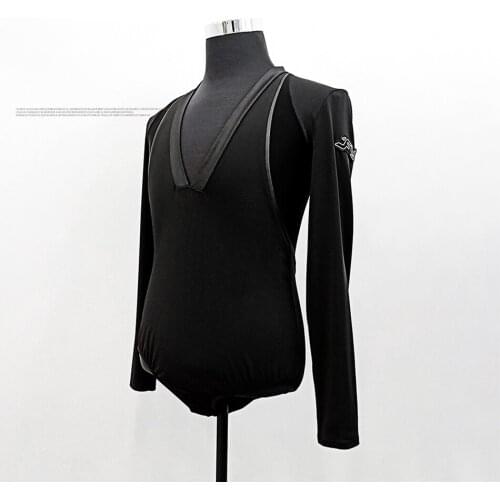 2021 New W676 Male Latin Dance T shirt for Men V Neck Sexy Latin Dancing Bodysuit Belly Ballroom Tango Dresses