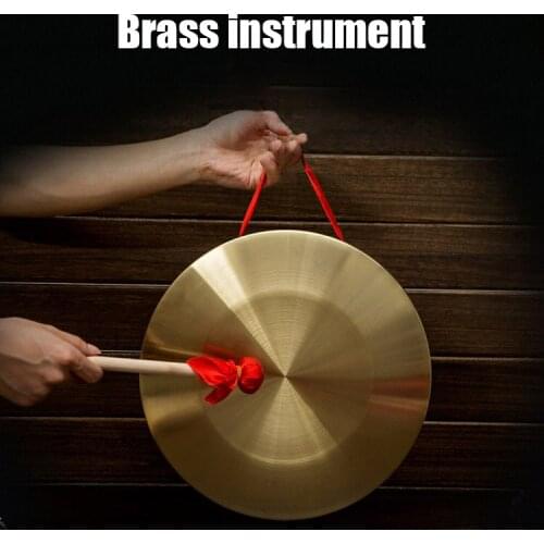 Newly Hand Gong with Wooden Stick Traditional Chinese Folk Musical Instrument Toy for Kids