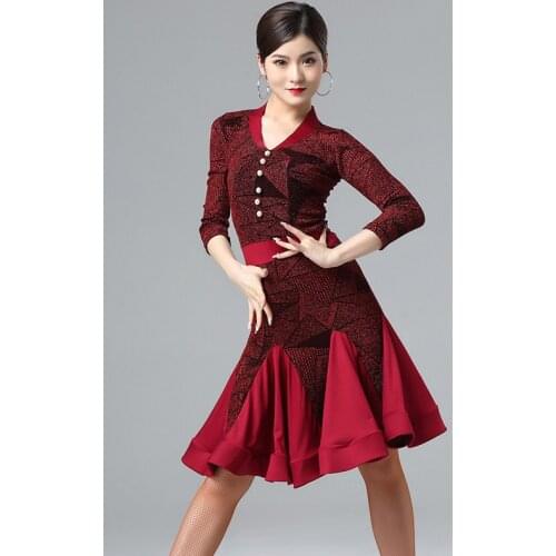Fall Latina Dance Dress For Women Ballroom Practice Wear Stage Clothes Rumba Costume Tap Dance Wear Samba Dancing Outfits DL6918
