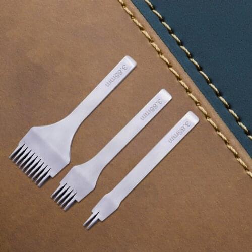 2.7/3/3.8/3.85mm Spacing Punch Tool For Leather Hole Punches White Steel Stitching Lacing Punch Chisel Oblique Cut Pitch Tool