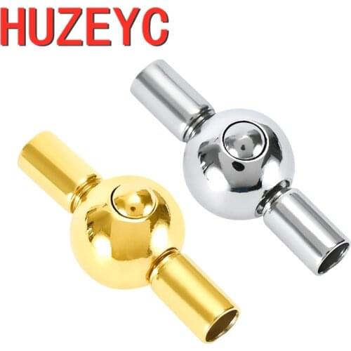 20pcs/Lot 2/2.5/3/5mm Hole Stainless Steel Button DIY Jewelry Accessories Leather Rope Bracelet End Push Pull Buckle Necklace