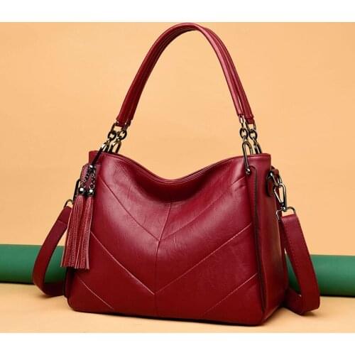 HISUELY Genuine Leather Luxury Handbags Women Bags Designer Fashion Tassel Shoulder Crossbody Bags for Women Casual Ladies Tote