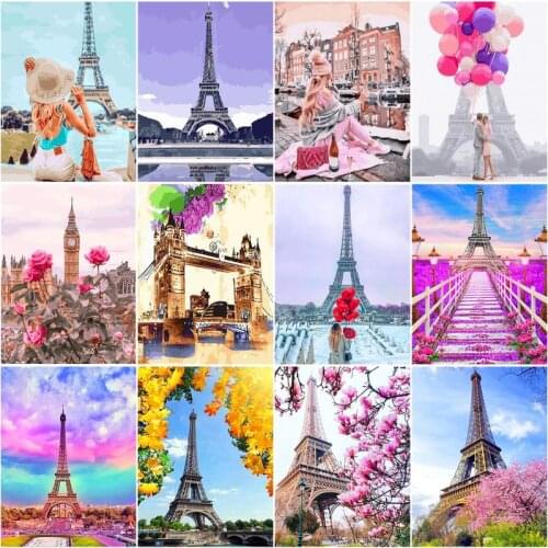 RUOPOTY 60x75cm Frame Paint By Number For Adults Paris Tower Picture By Numbers Acrylic Paint On Canvas For Home Decors Artcraft