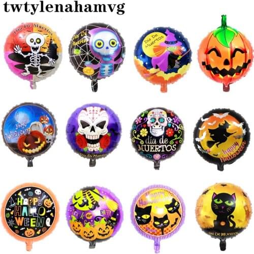 New 18 Inch Childrens Toy Ball Halloween Happy Party DIY Aluminum Film Balloon Pumpkin Black Cat Clown Shoes Cartoon Game Decor
