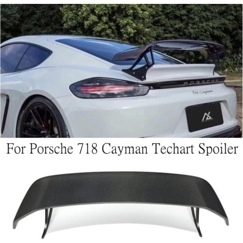 Carbon Fiber Car Rear Wing Trunk Lip Techart Style Spoiler Special tail Fits For Porsche 718 Cayman 2016-2020
