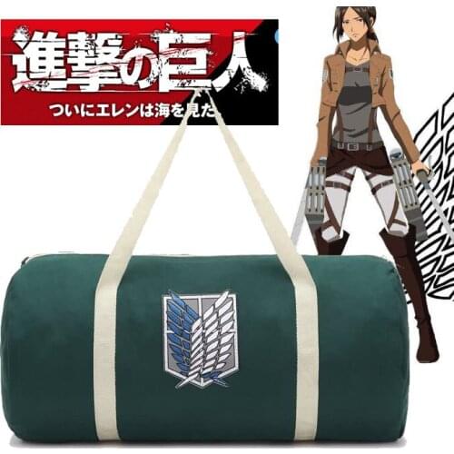 Japanese Style Attack on Titan Cartoon JK Uniform Cosplay Handbag Canvas Shoulder Bag School Students Bookbag Travel Bags suits