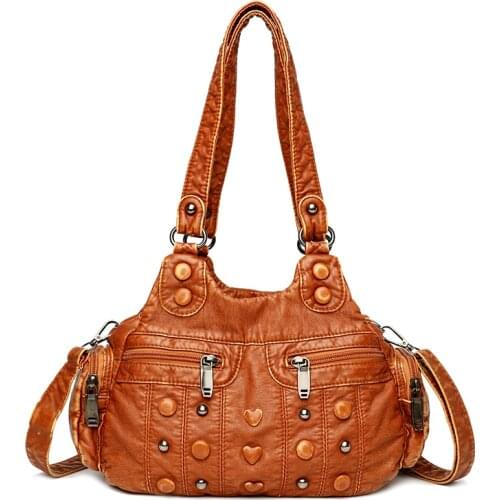 Hot Luxury Soft sheepskin Women bags New fashion women messenger bags Vintage Female Shoulder bag Washed Leather Ladies handbags