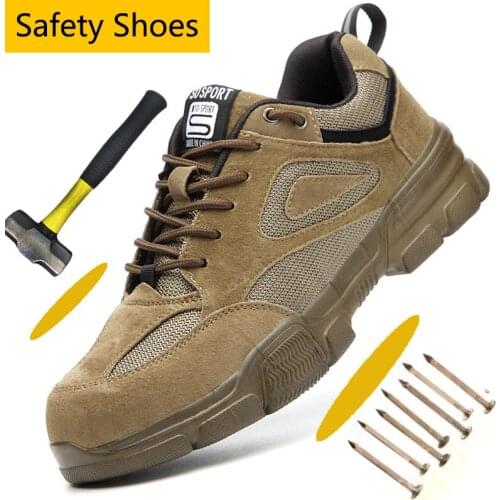 Steel Toe Shoes Men Safety Work Shoes Breathable Outdoor Lightweight Non-Slip Industrial and Construction Safety Shoes For Men