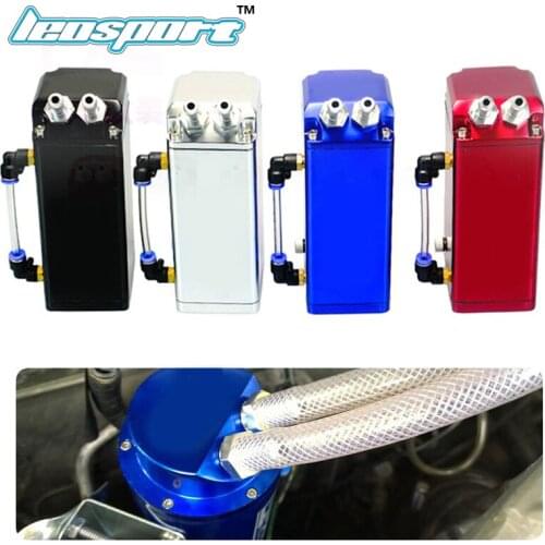 0.75L Universal Billet Aluminum Racing Engine Oil Fuel Catch Reservoir Tank Can With Hose