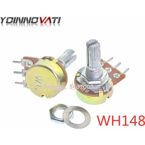 Shaft Amplifier Dual Stereo Potentiometer 100pcs WH148 B1K B2K B5K B10K B20K B50K B100K B500K 3pin 15mm 1K 2K 5K 10K 50K 100K