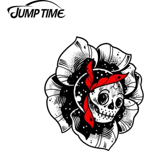 JumpTime 13 x 10.2cm For Skull Rose Car Stickers Personality Decals Waterproof Vinyl Cartoon Car Accessories Scratch-Proof