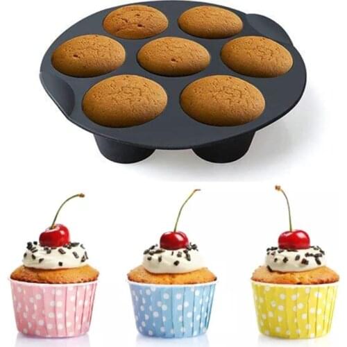 High Quality 7 Gird Round Cake Baking Trays Non-stick Silicone Air Fryer Parts