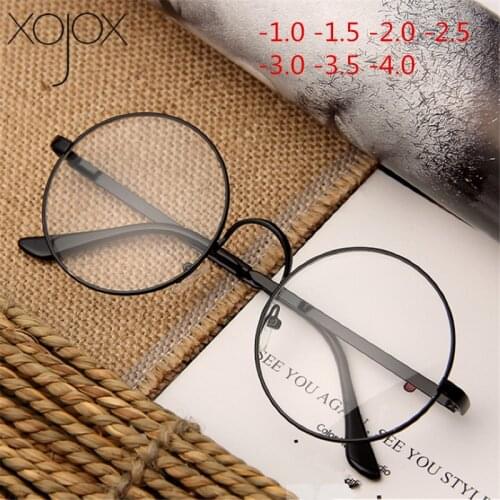 XojoX 0 -1.0-1.5-2.0-2.5-3.0-4.0 Blue Light Glasses Women Men Round Finished Myopia Glasses Unisex Vintage Nearsighted Eyewear