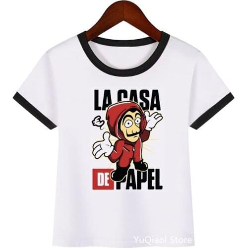 Funny La Casa De Papel T Shirt Kids Summer Top Money Heist Tshirt Bella Ciao Kawaii House of Paper Boys girls clothes T-shirt