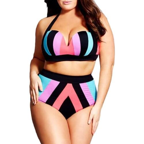 Womens Sexy Halter Big Plus Size Beachwear Bath Bikinis Sets Biquini Swimsuits Suits Tankini Swimwear