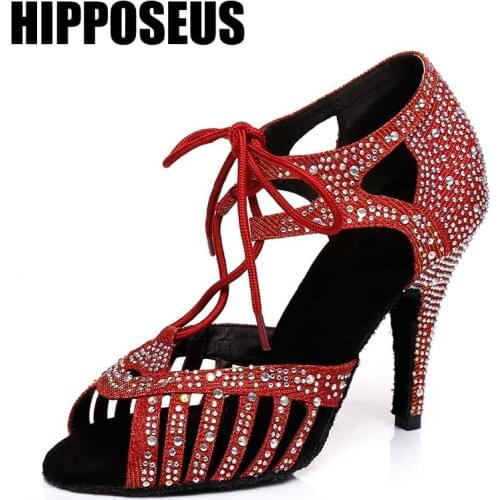 Women Latin Dance Shoes Ladies Tango Ballroom Dance Shoes Professional High Heels Dancing Shoes 6/7.5/8.5/10cm Girls Dance Shoes