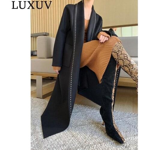 LUXUV Womens Tweed Winter Jacket Wool Blends Mixtures Trench Overcoat TopCoat High Quality Office Outerwear Poncho Autumn