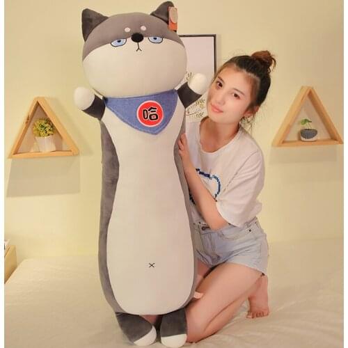100CM Kawaii Husky Shiba Inu Plush Toy Lovely Stuffed Soft Animal Rabbit Cats Long Pillow for Girls Kids Birthday Gifts