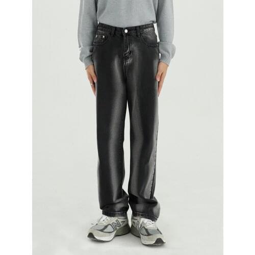 2021 New Men Bleach Gradient Casual Loose Straight Jeans Trousers Male Streetwear Vintage Fashion Hip Hop Wide Leg Denim Pants