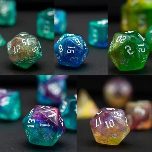 5Sets/35Pcs DND Dice Set Sickle Font Polyhedral Dice D4 D6 D8 D10 D% D12 D20 for Warhammer Role Play Board Game MTG D&D RPG Dice