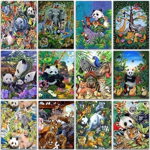 5D Diamond Painting Animals panda horse Tiger Lion Elephant Full Square&Round Diamond embroidery Cross stitch Diamond mosaic Art