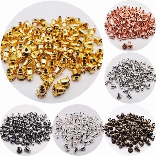 100pcs Six Colors Alloy Earring Backs Bullet Stoppers Firmly Supports Earring Back Plugging Blocked Back DIY Jewelry Accessories