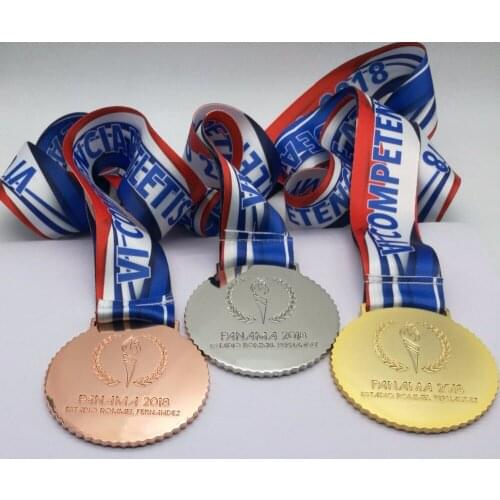 Cheap gold medal silver and bronze medallion lace shape medal k 200133